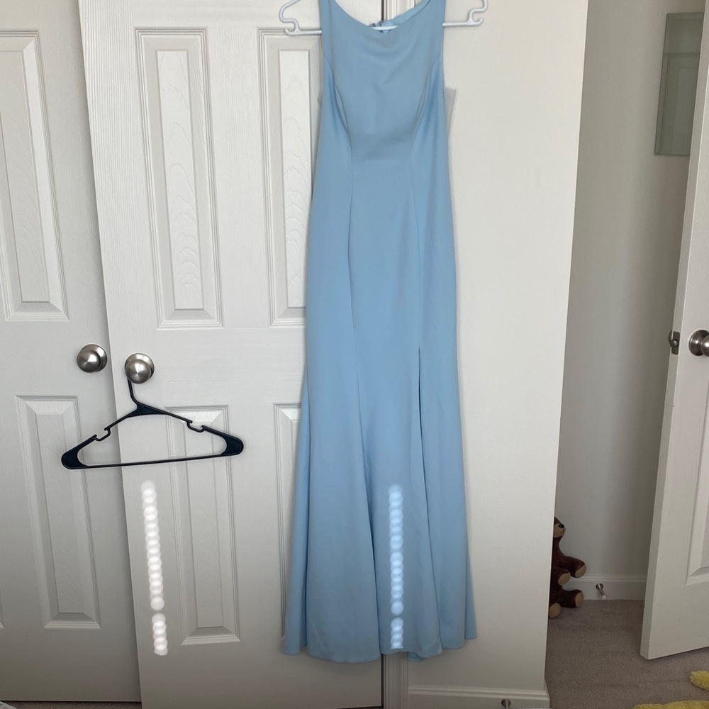 Azazie Pale Blue Sleeveless Maxi Gown